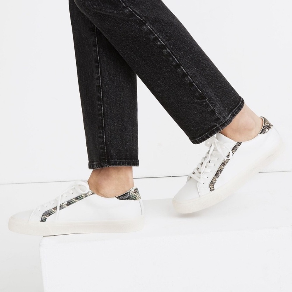 Madewell Sidewalk Low Top Sneakers in Snake Embossed Leather - Picture 2 of 12